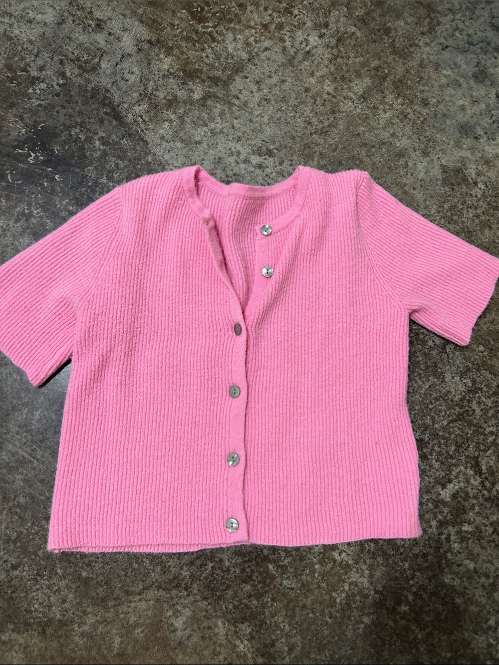 Pink Short-Sleeve Knit Cardigan - women